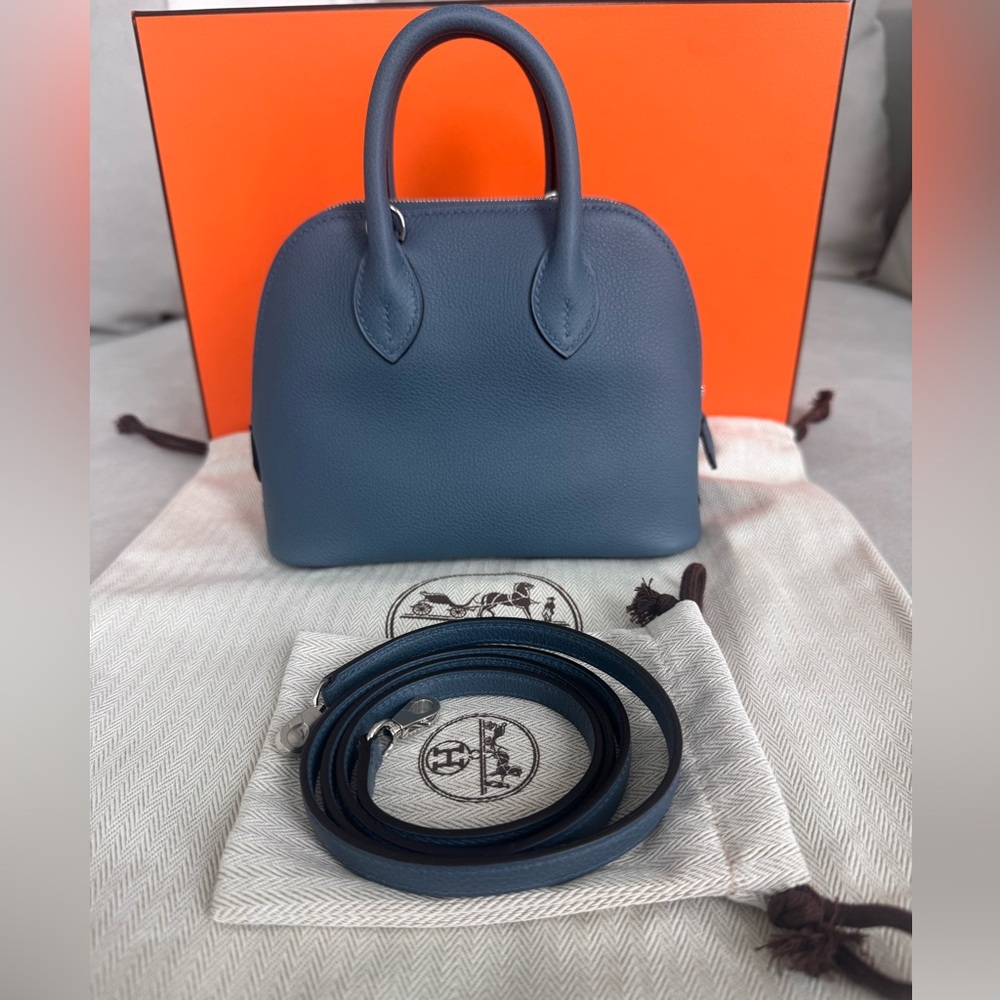 Hermes Mini Bolide in Bleu Tempete color, brand new